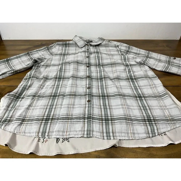 Ali Miles XL Tunic Top Flannel Gray Embroidered Back - Picture 2 of 11